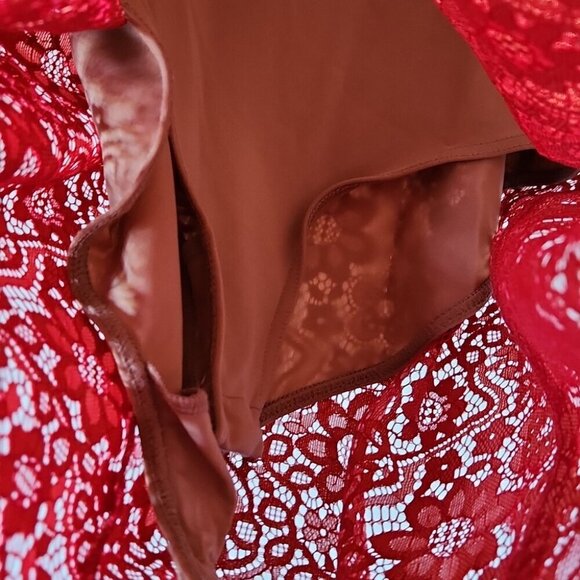 FOR LOVE AND LEMONS | Lace Dress Bodysuit See Through Red Sz SMALL - Picture 5 of 7